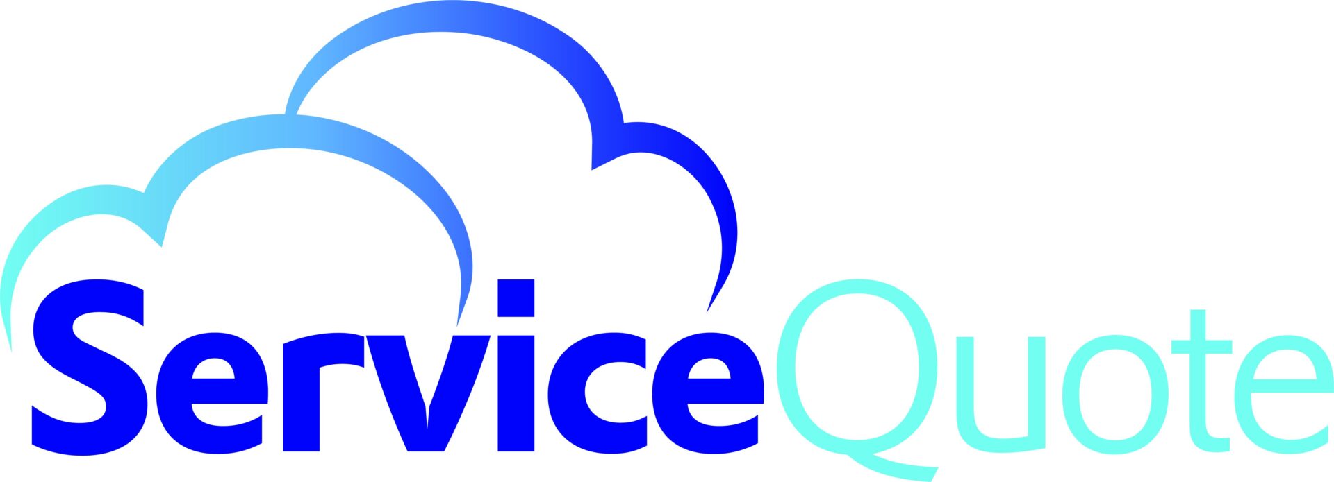 A blue and white logo for service quest